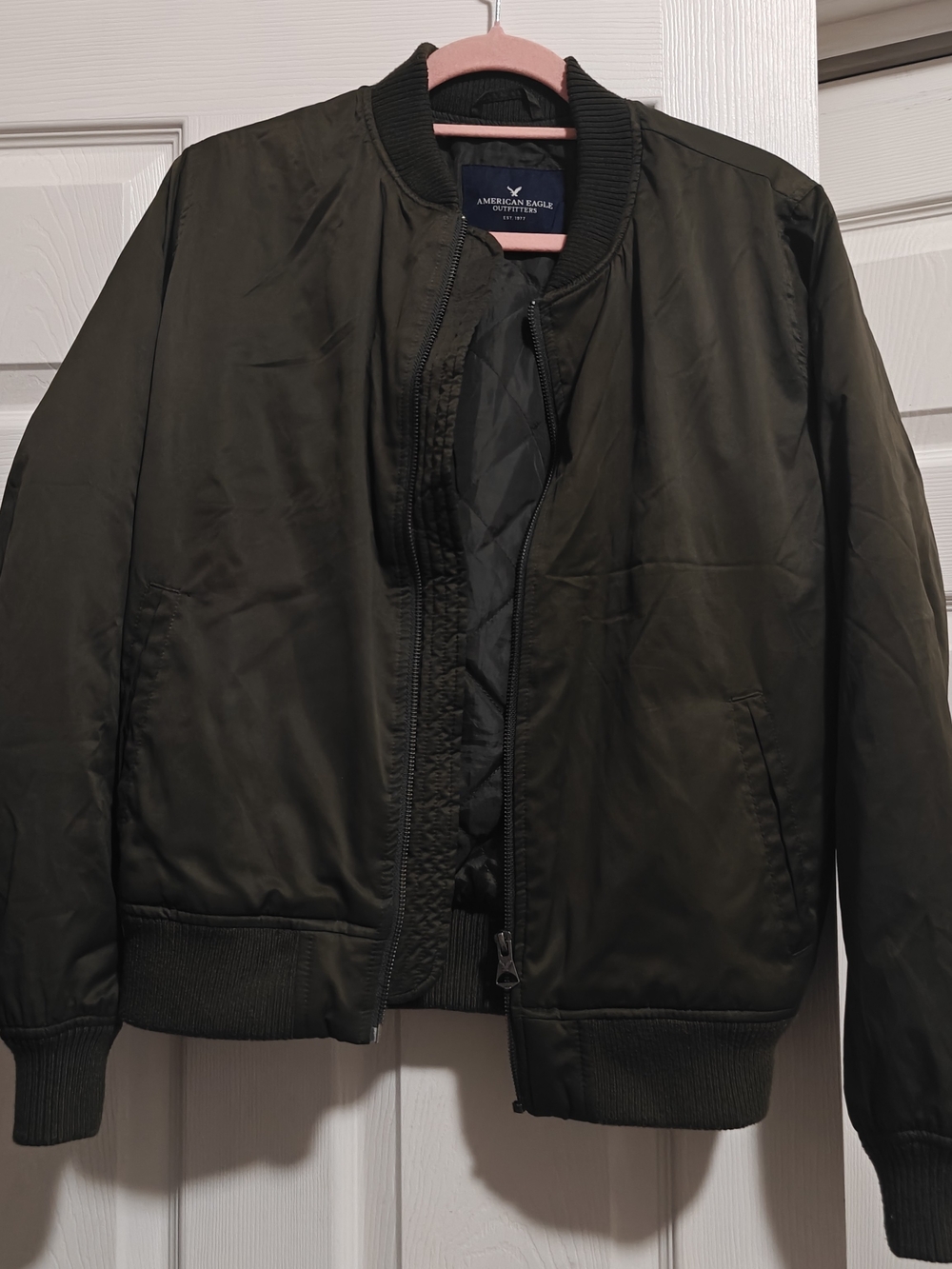 American Eagle Bomber Jacket - Olive Green - Size Medium